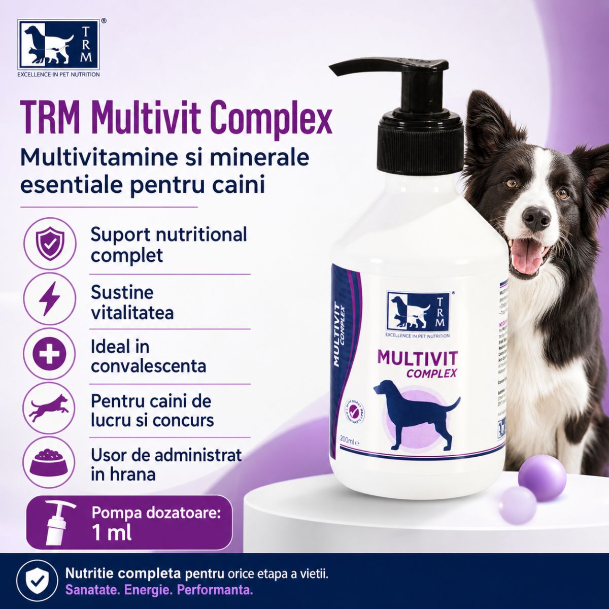 TRM Multivit Complex, multivitamine câini, suspensie orală TRM Multivit Complex, XS-XL, multivitamine câini, flacon, 200ml suspensie orală